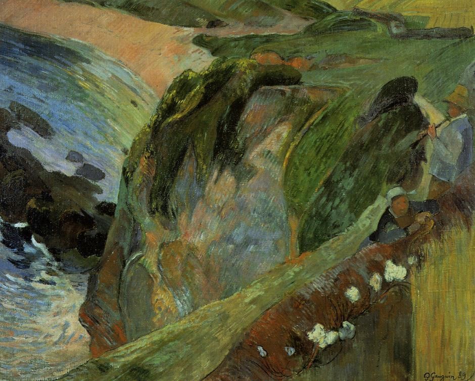 Flutist on the cliffs by Paul Gauguin