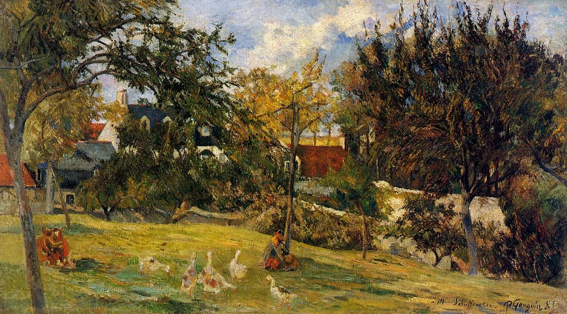 Geese in the meadow by Paul Gauguin