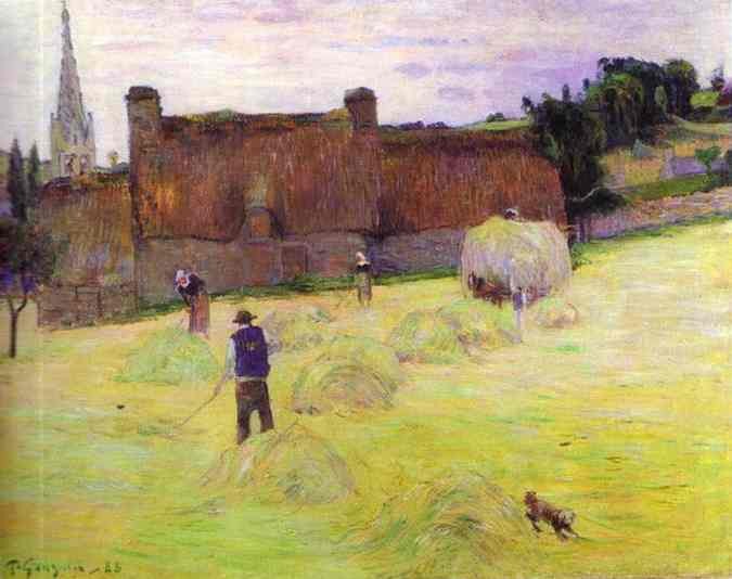 Haymaking in Brittany by Paul Gauguin