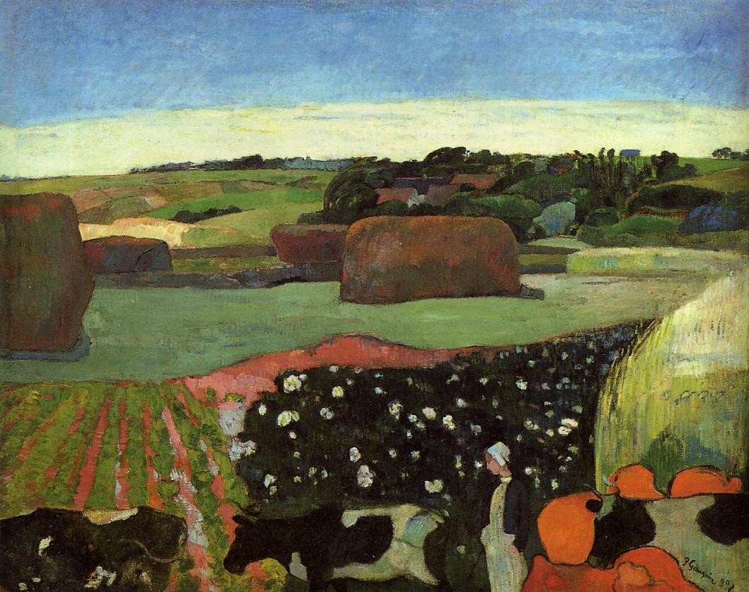Haystacks in Brittany by Paul Gauguin