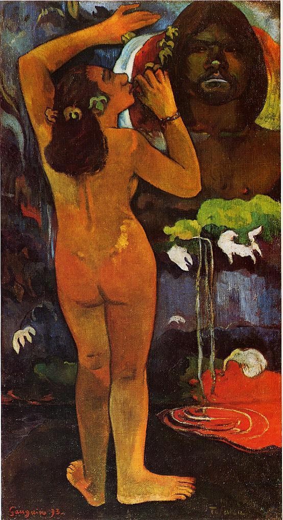 Hina, Moon Goddess and Te Fatu, Earth Spirit by Paul Gauguin
