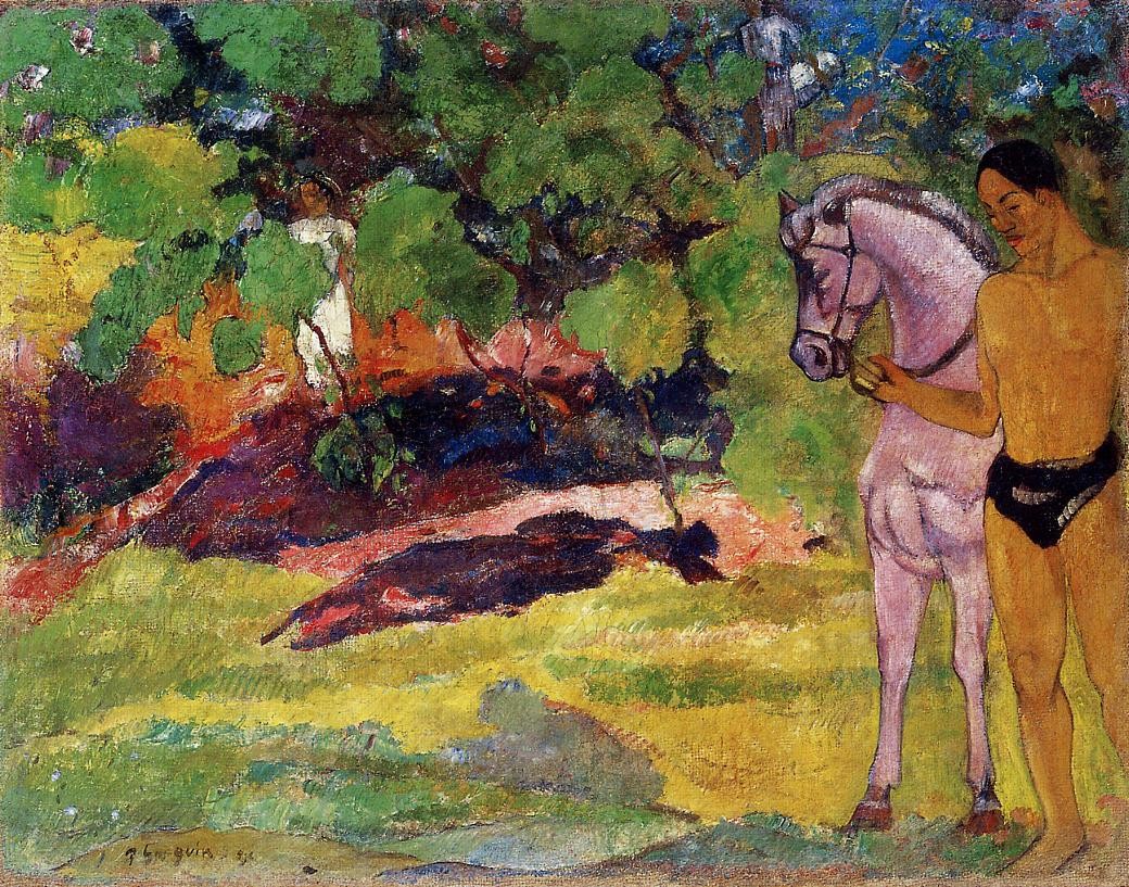 In the Vanilla Grove, Man and Horse (The Rendezvous) by Paul Gauguin