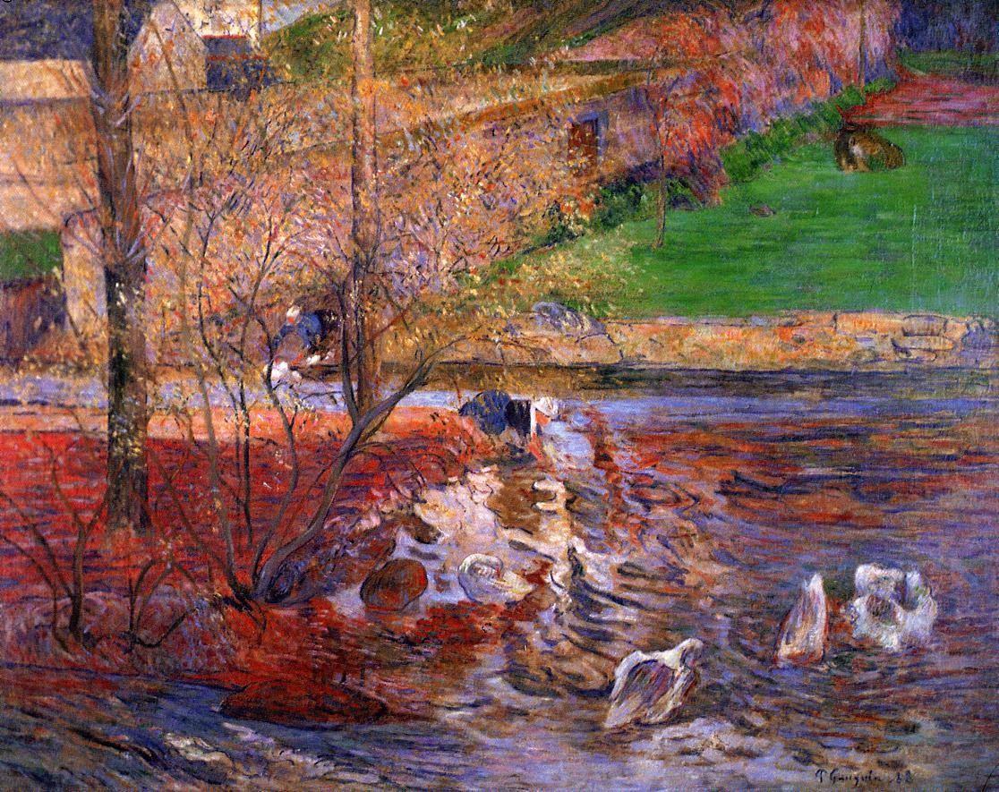 Landscape with geese by Paul Gauguin