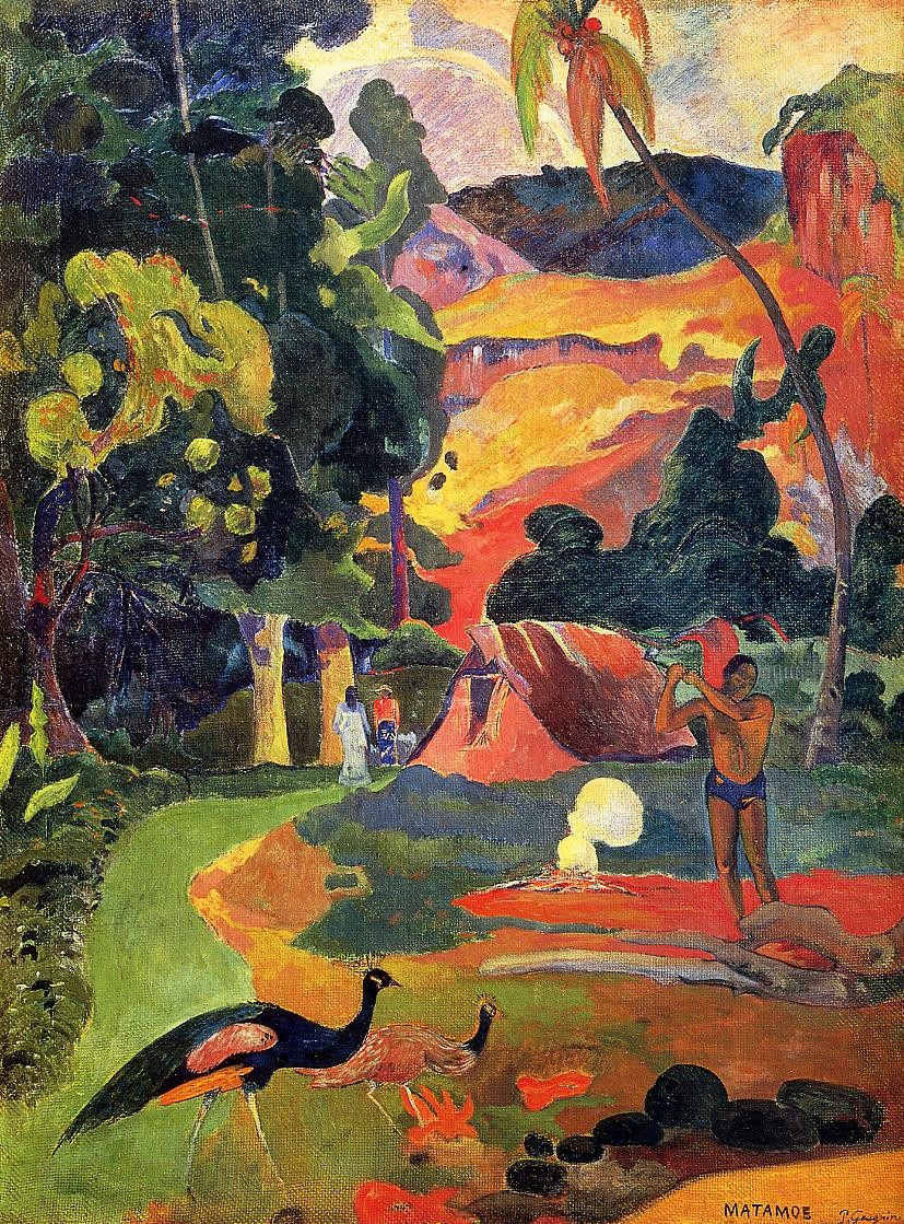 Landscape with peacocks by Paul Gauguin