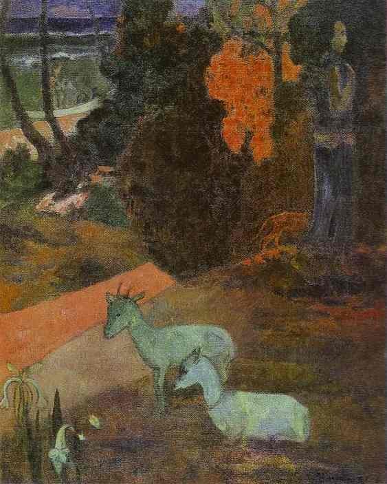 Landscape with two goats by Paul Gauguin