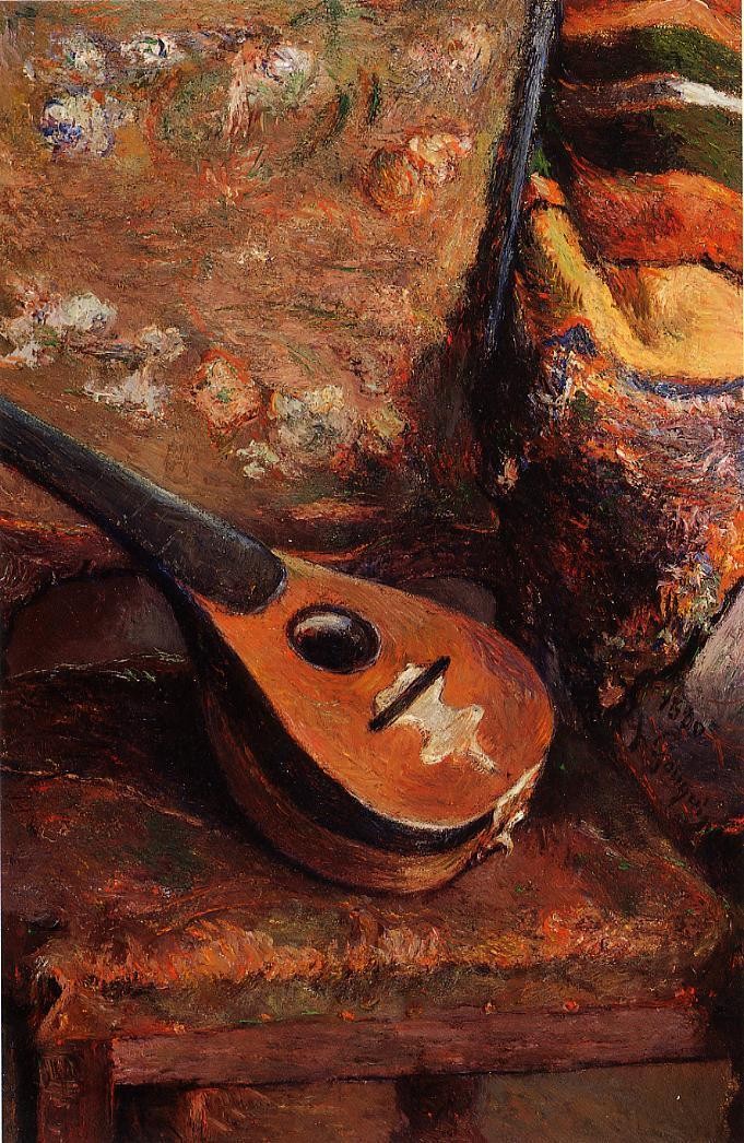 Mandolin on a chair by Paul Gauguin