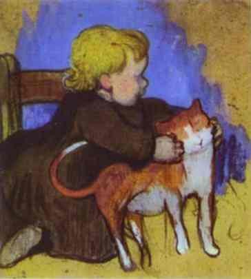 Mimi and her Cat by Paul Gauguin