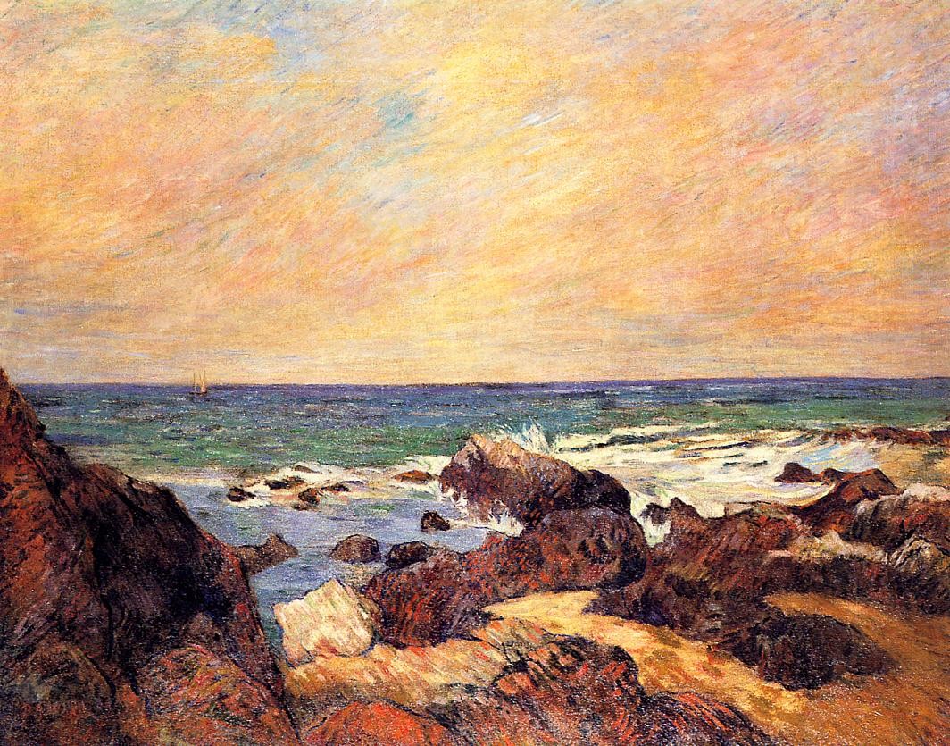 Rocks and sea by Paul Gauguin