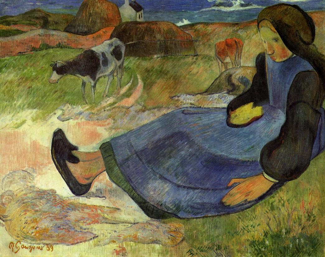 Seated breton girl by Paul Gauguin