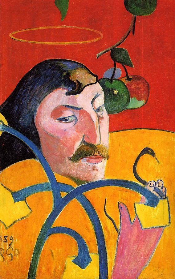 Self Portrait with Halo and Snake by Paul Gauguin