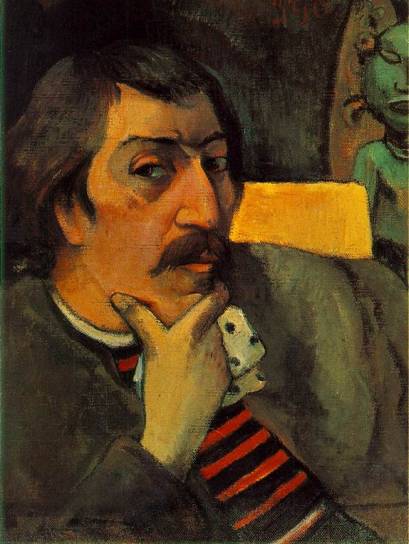 Self Portrait with the Idol by Paul Gauguin
