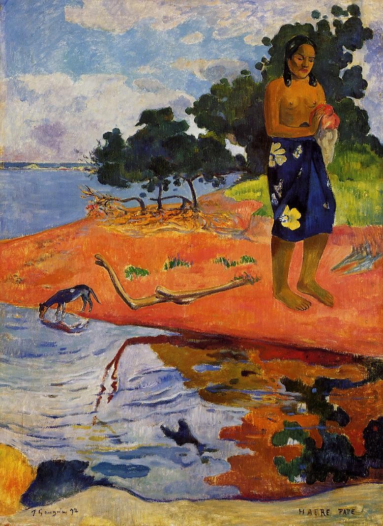 She goes down to the fresh water (Haere Pape) by Paul Gauguin