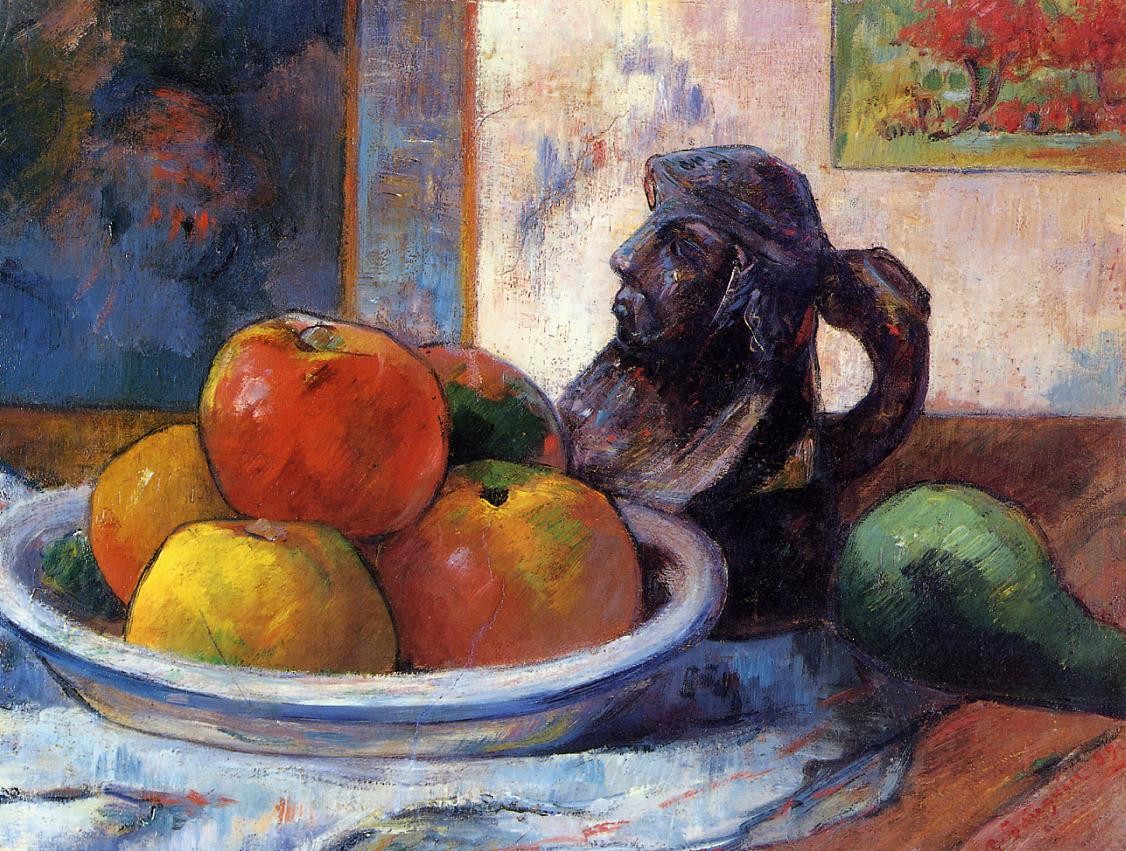 Still Life with Apples, a Pear and a Ceramic Portrait Jug by Paul Gauguin