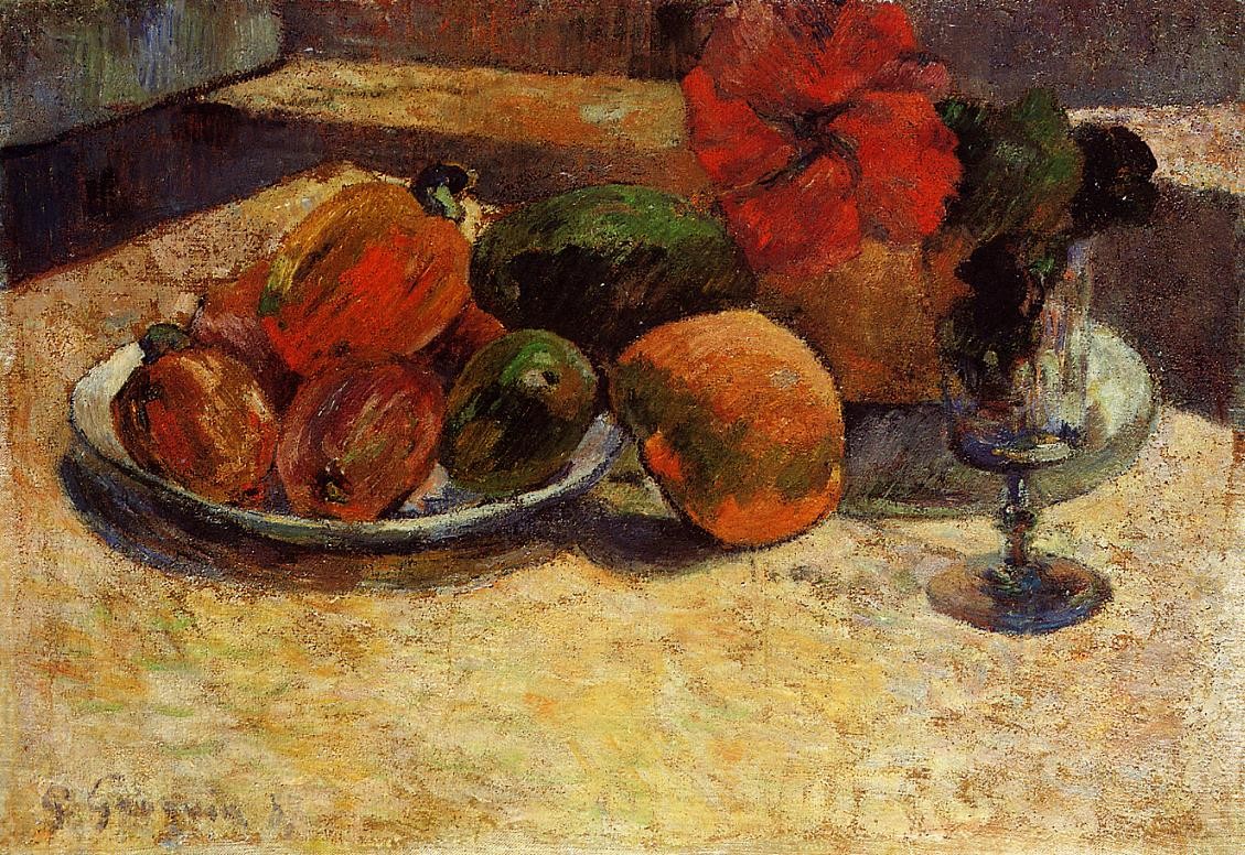 Still life with mangoes and hibiscus by Paul Gauguin