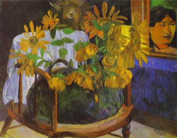 Still Life with Sunflowers on an armchair by Paul Gauguin