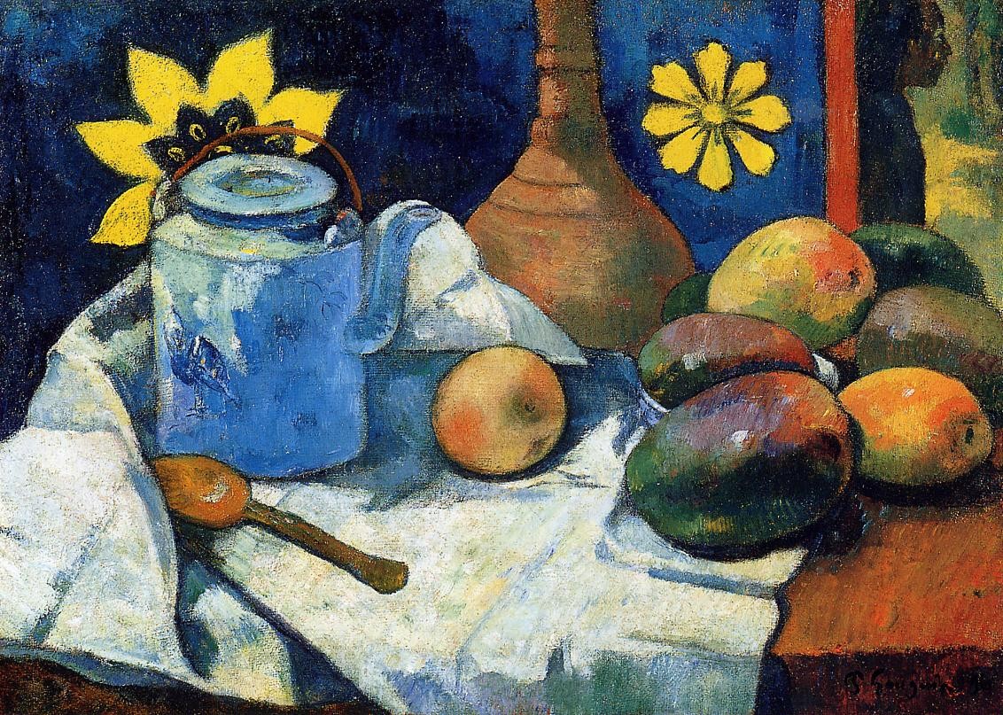 Still life with teapot and fruits by Paul Gauguin