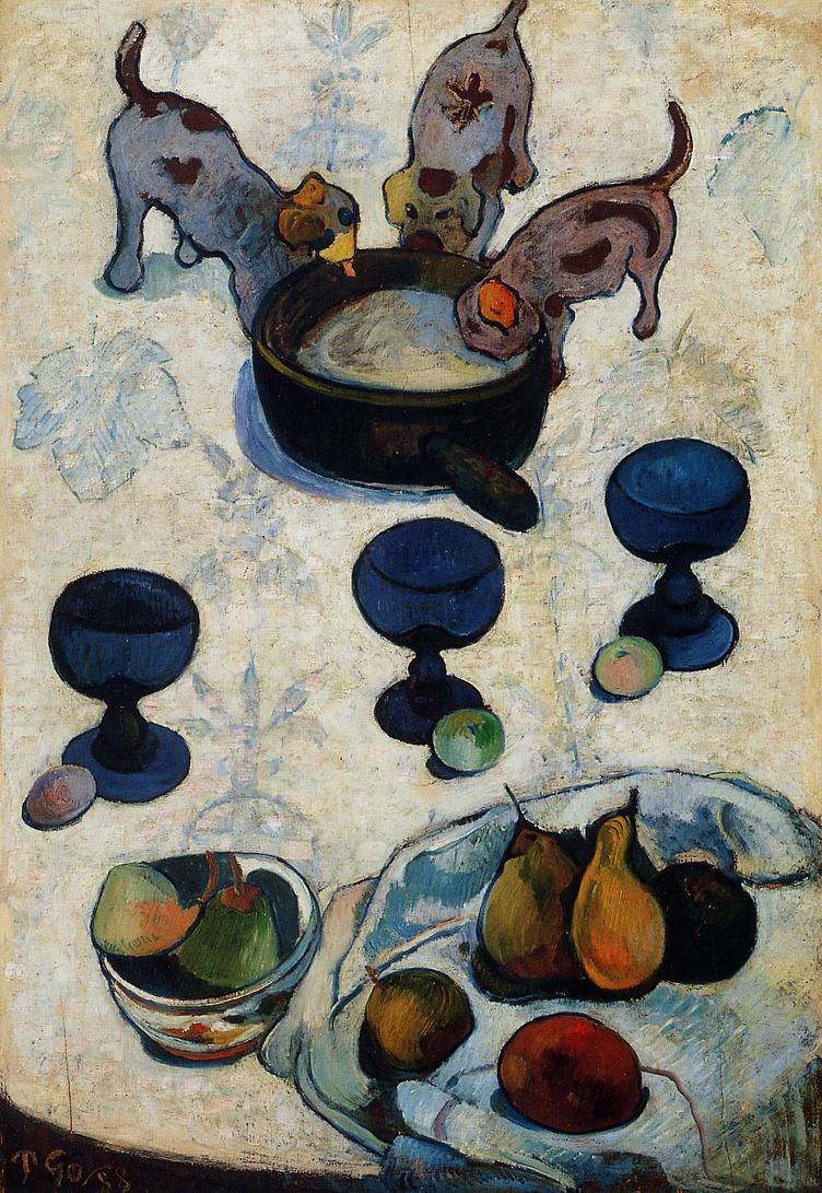Still Life with Three Puppies by Paul Gauguin