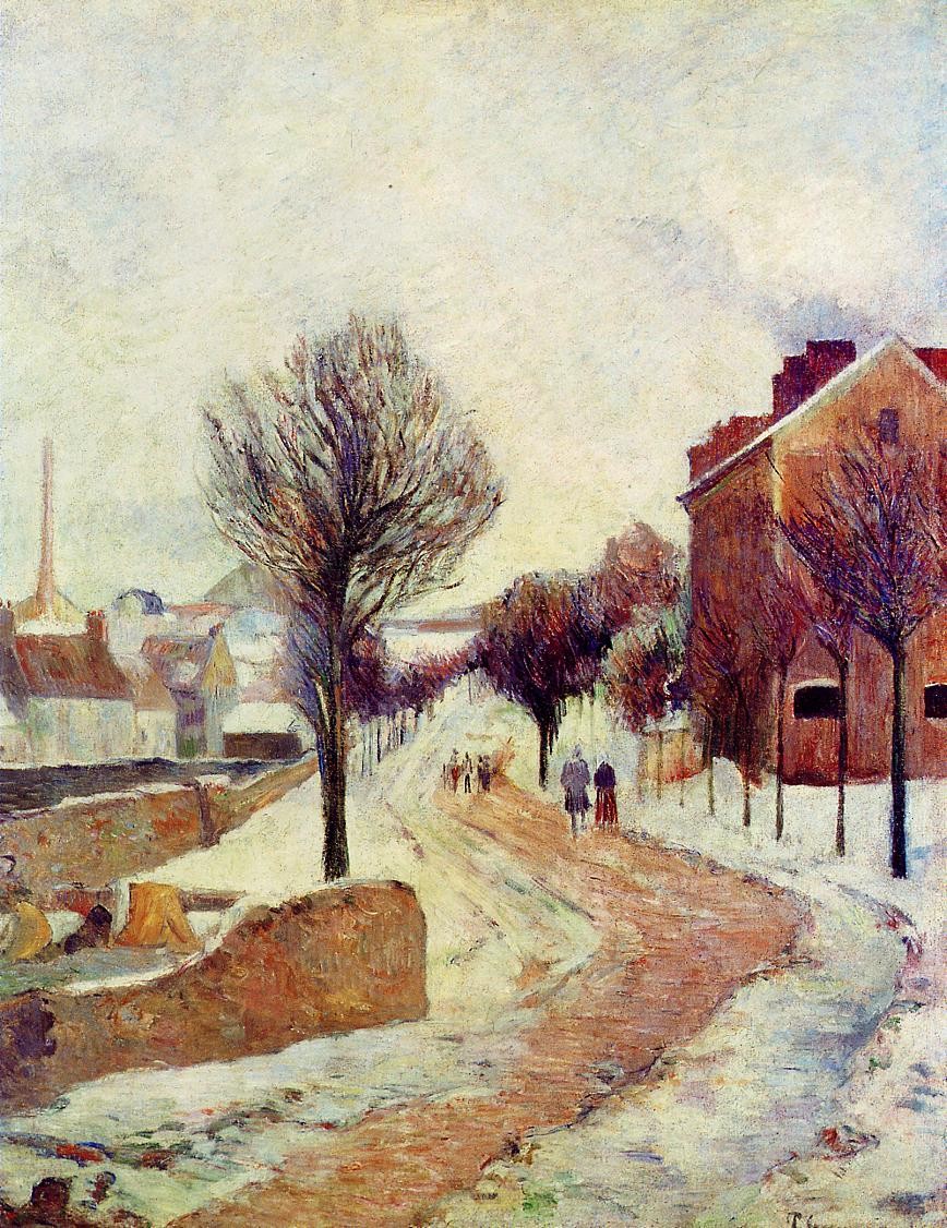 Suburb under snow by Paul Gauguin