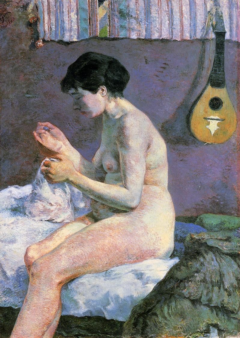 Suzanne Sewing - Study of a Nude by Paul Gauguin