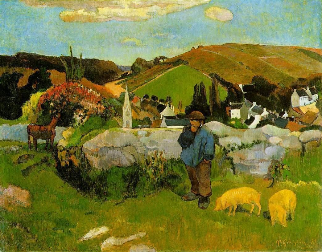 Swineherd, Brittany by Paul Gauguin