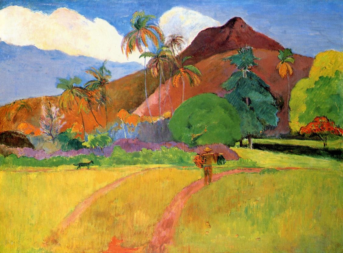 Tahitian mountains by Paul Gauguin