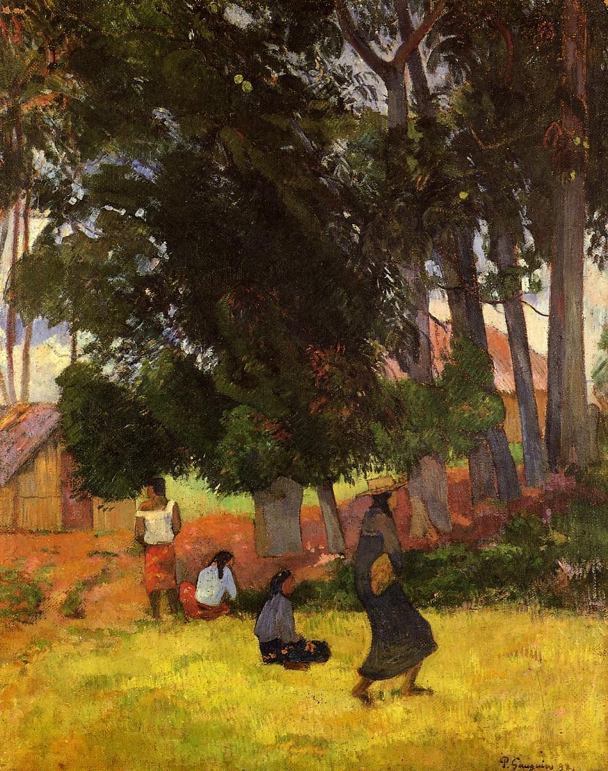 Tahitian village by Paul Gauguin