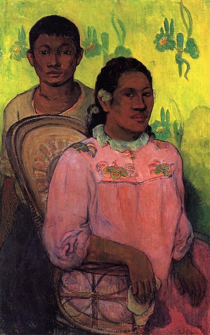Tahitian woman and boy by Paul Gauguin