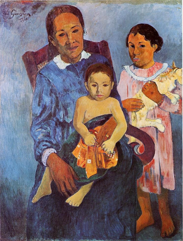 Tahitian woman and two children by Paul Gauguin