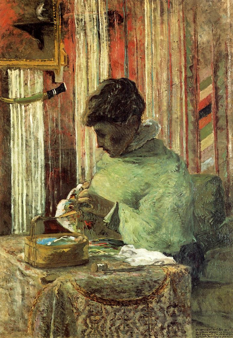The embroiderer or Mette Gauguin by Paul Gauguin