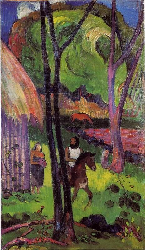 The rider in front of the hub by Paul Gauguin