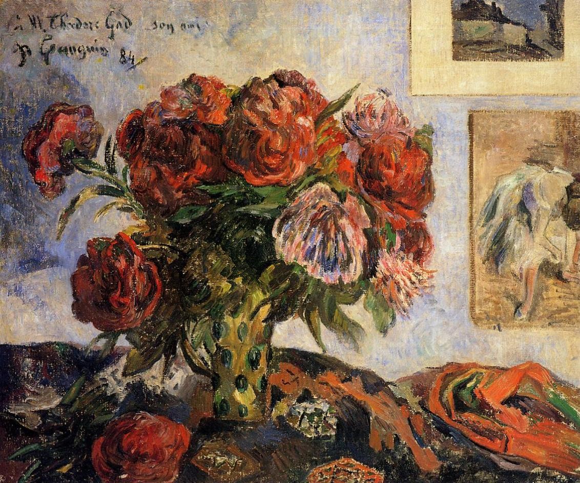 The vase of peonies by Paul Gauguin