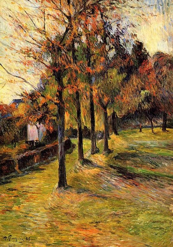 Tree linen road, Rouen by Paul Gauguin