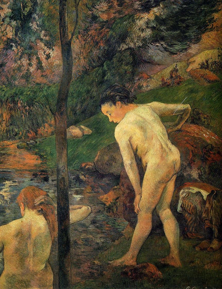 Two girls bathing by Paul Gauguin