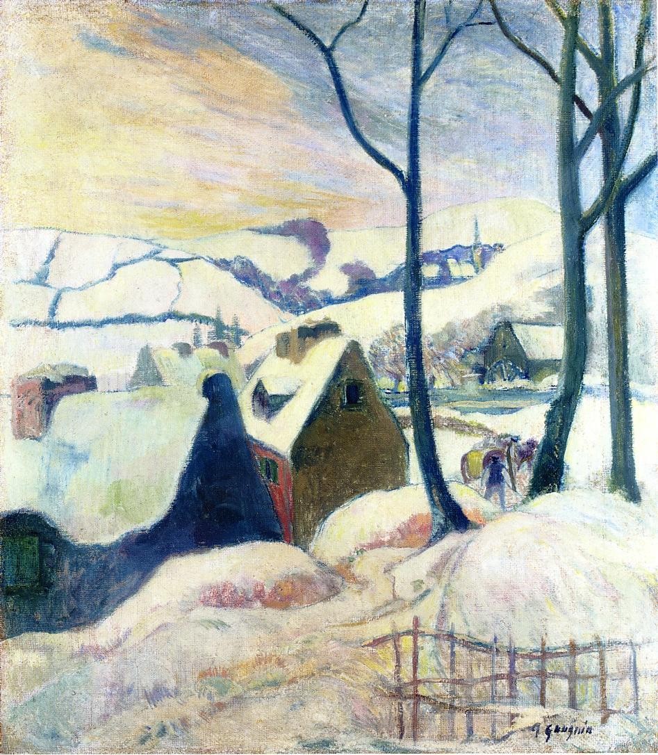 Village in the snow by Paul Gauguin