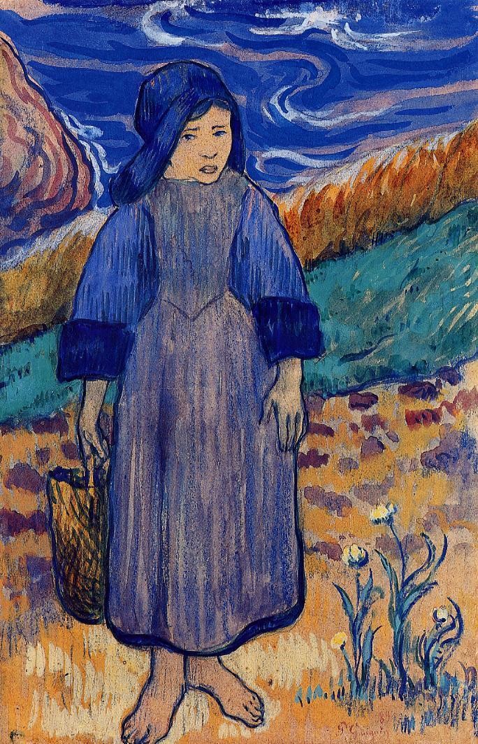 Young breton by the sea by Paul Gauguin