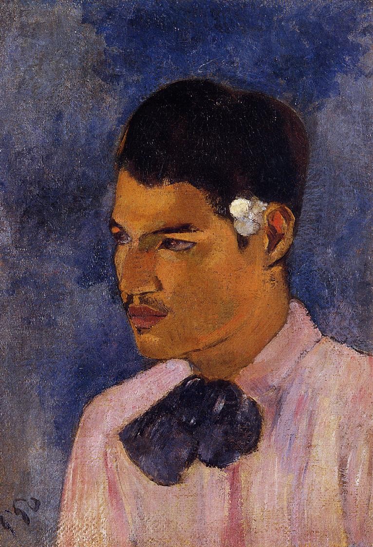 Young Man with a Flower Behind his Ear by Paul Gauguin