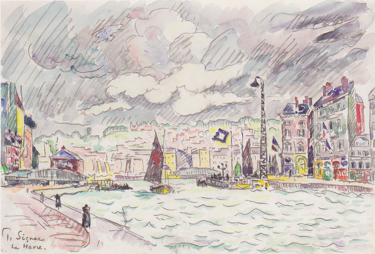 Le Havre with rain clouds by Paul Signac
