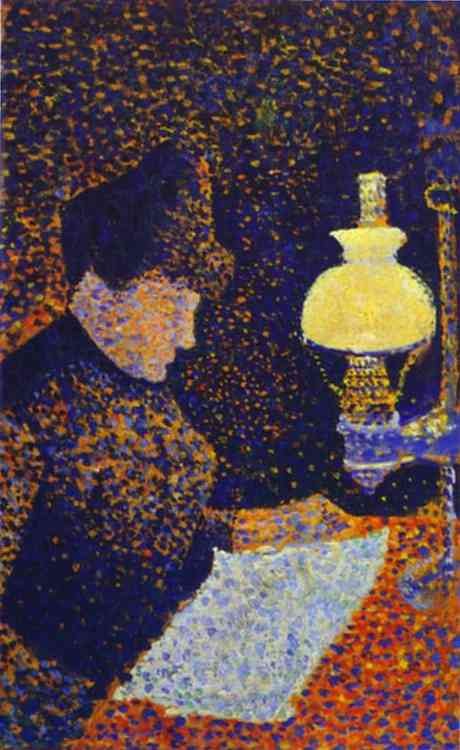 Woman by a lamp by Paul Signac