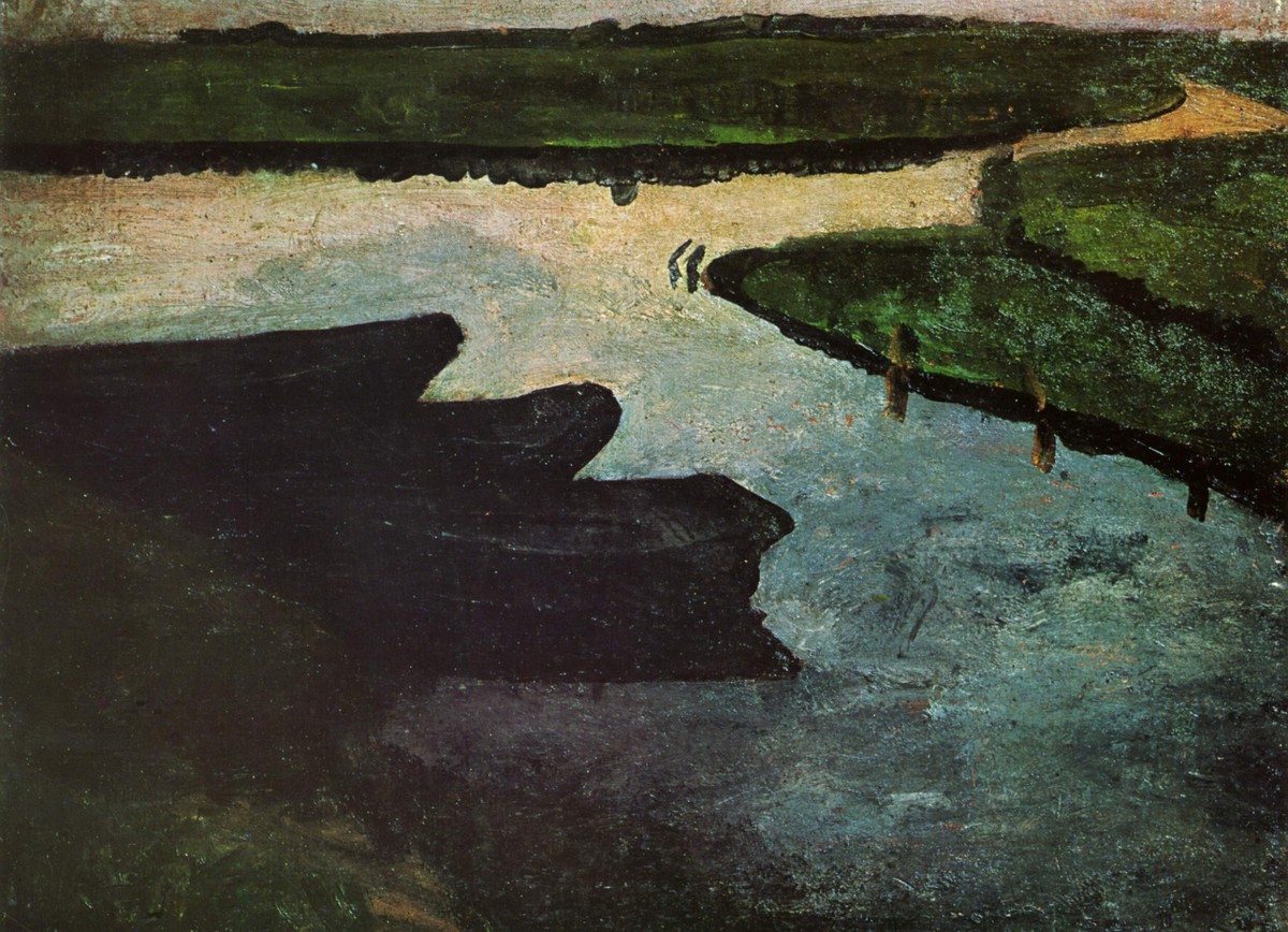 Marsh channel with peat barges by Paula Modersohn-Becker
