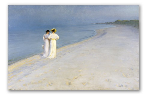 Summer Evening on the Skagen Southern Beach with Anna Ancher and Marie Kroyer by Peder Severin Kroyer
