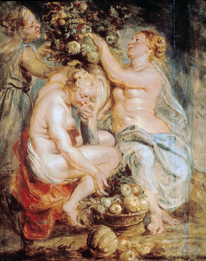 Ceres and Two Nymphs with a Cornucopia by Peter Paul Rubens