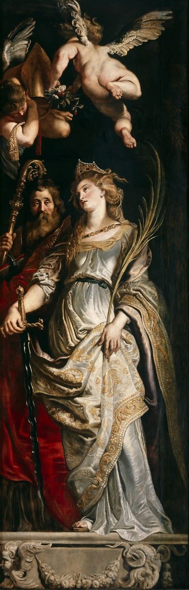 Raising of the Cross - Sts Eligius and Catherine by Peter Paul Rubens