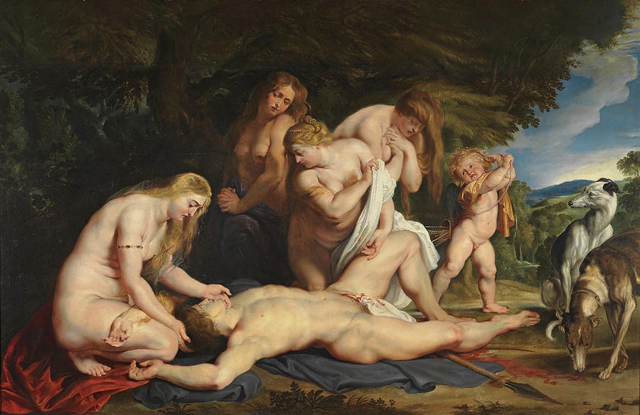 The Death of Adonis with Venus Cupid and the Three Graces by Peter Paul Rubens
