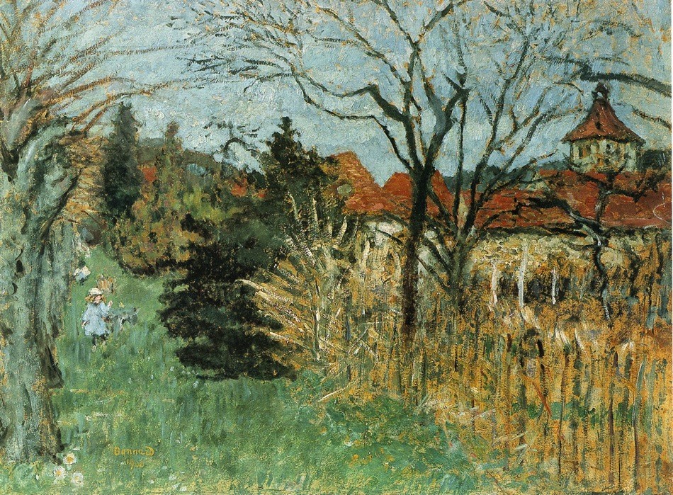 Girl with a Dog in the Park at Grand Lemps (also known as Dauphine) by Pierre Bonnard