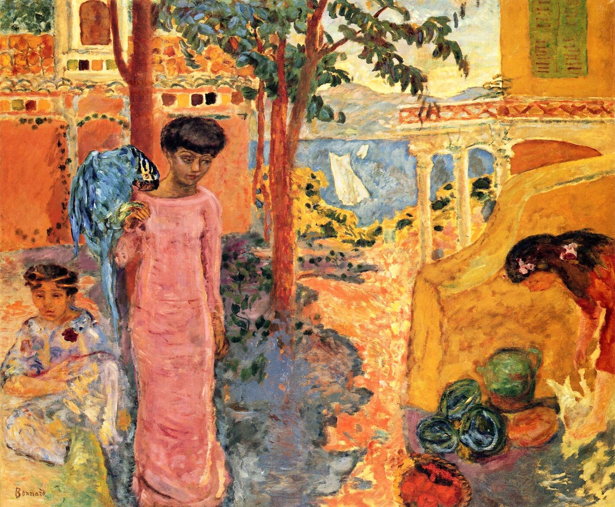 Girl with Parrot by Pierre Bonnard