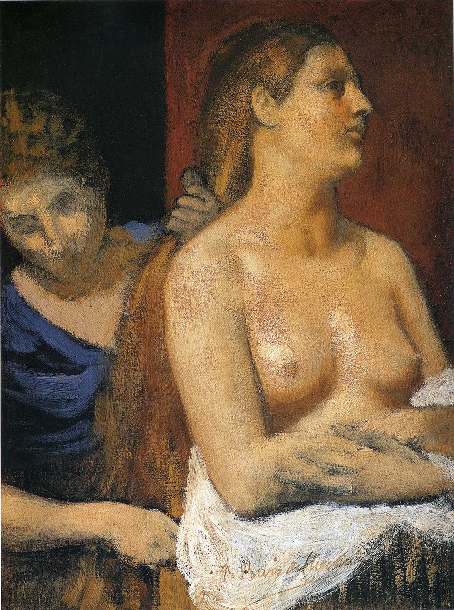 A Maid Combing a Woman's Hair by Pierre Puvis de Chavannes