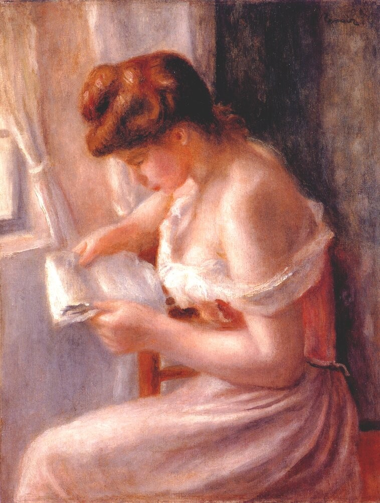 A girl reading by Pierre-Auguste Renoir