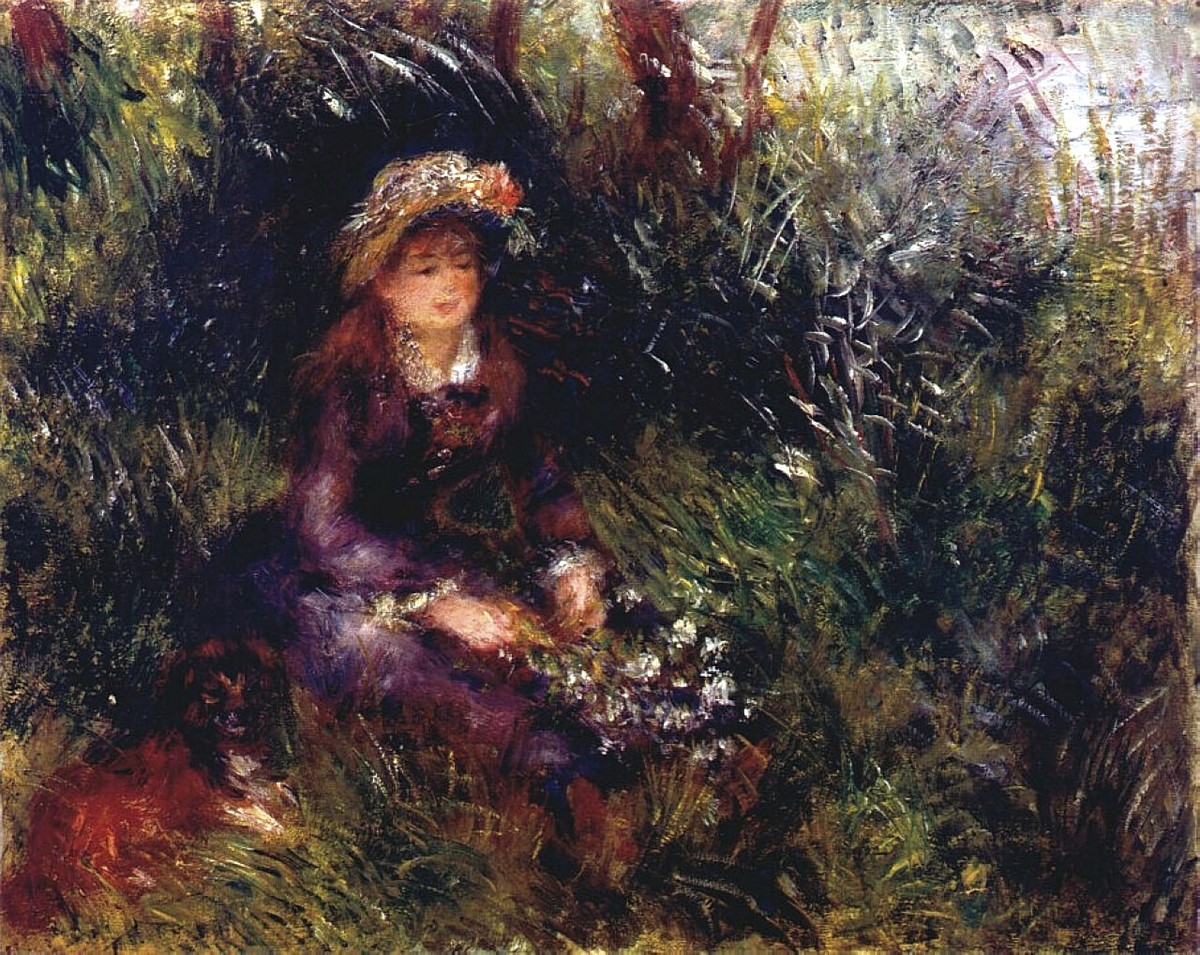 Aline Charigot with a Dog by Pierre-Auguste Renoir