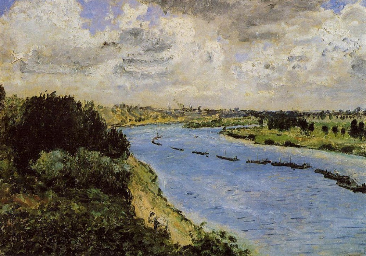 Barges on the Seine by Pierre-Auguste Renoir