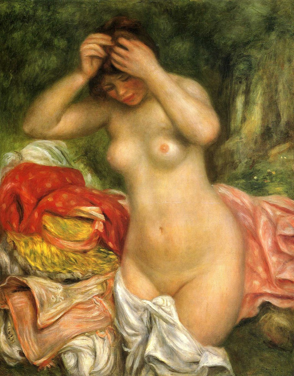 Bather Arranging her Hair by Pierre-Auguste Renoir
